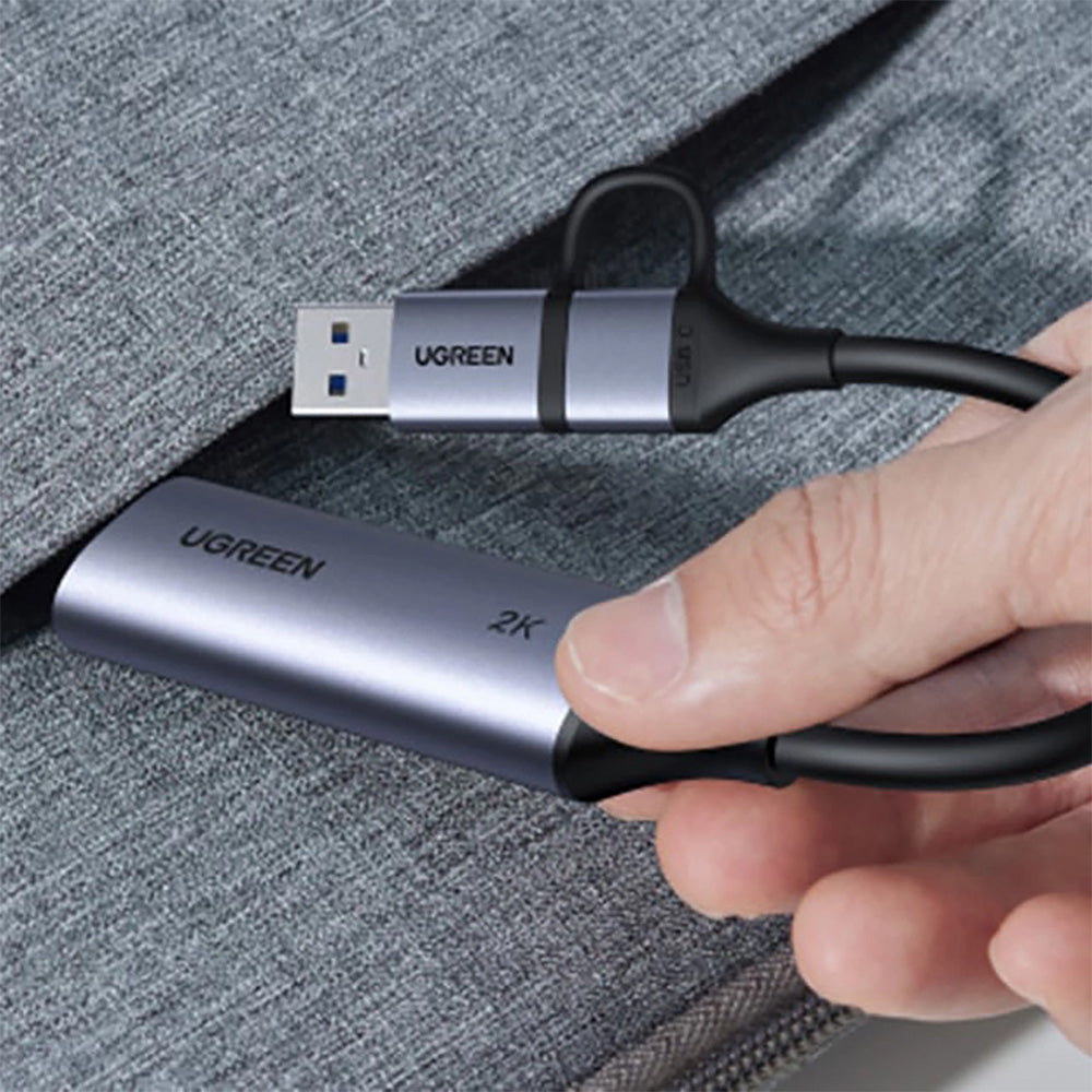 Video-Capture-Karte HDMI zu USB 3.0 / USB-C, 2K 30 Hz, Ugreen CM629, Grau-Schwarz