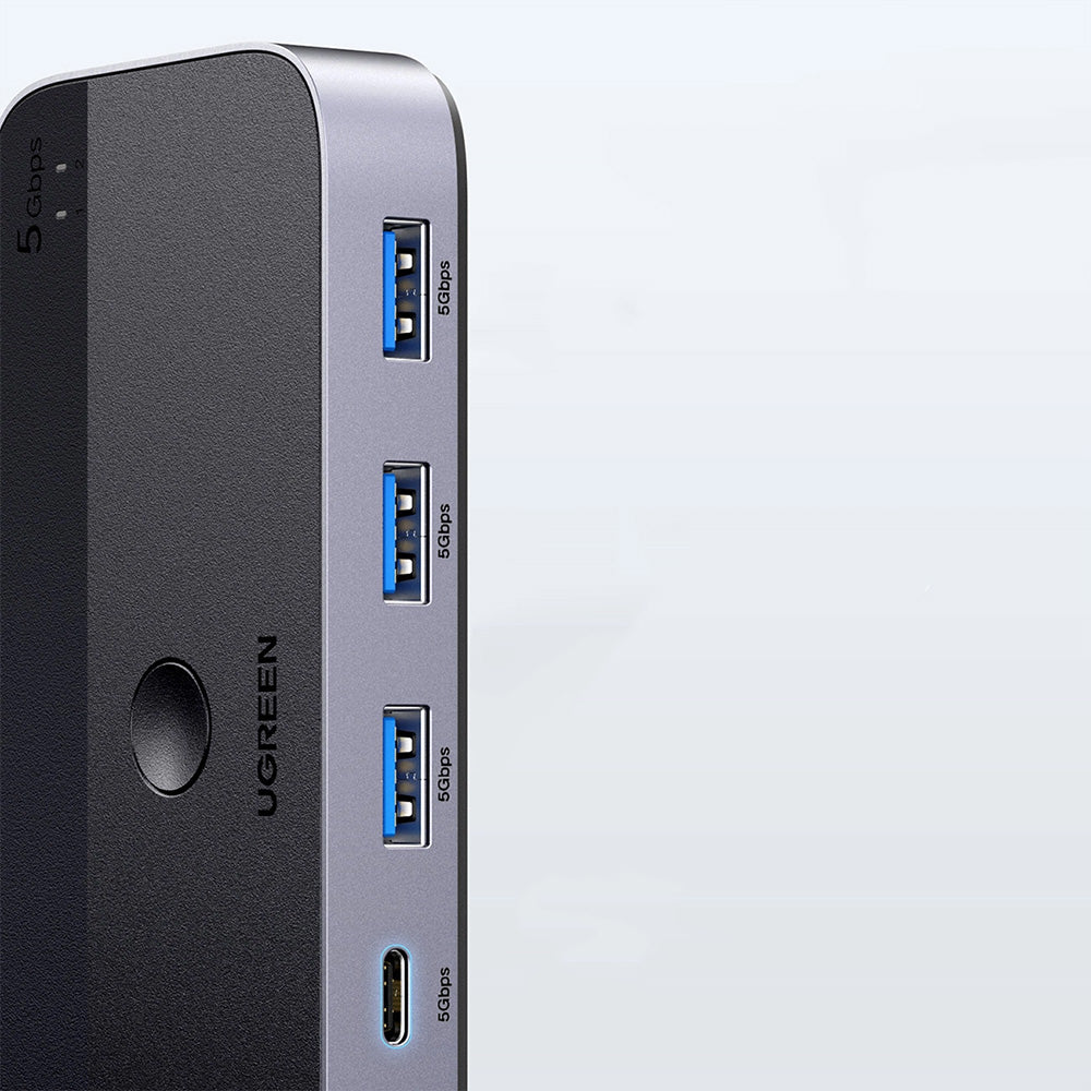 Switch, USB-Verteiler, USB 3.0, 3x USB-A, 1x USB-C + 2x kabel USB-A, Ugreen CM662, Schwarz