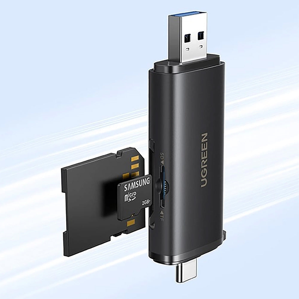 Adapter, SD / microSD Kartenleser für USB 3.0 und USB-C, Ugreen CM803, Schwarz
