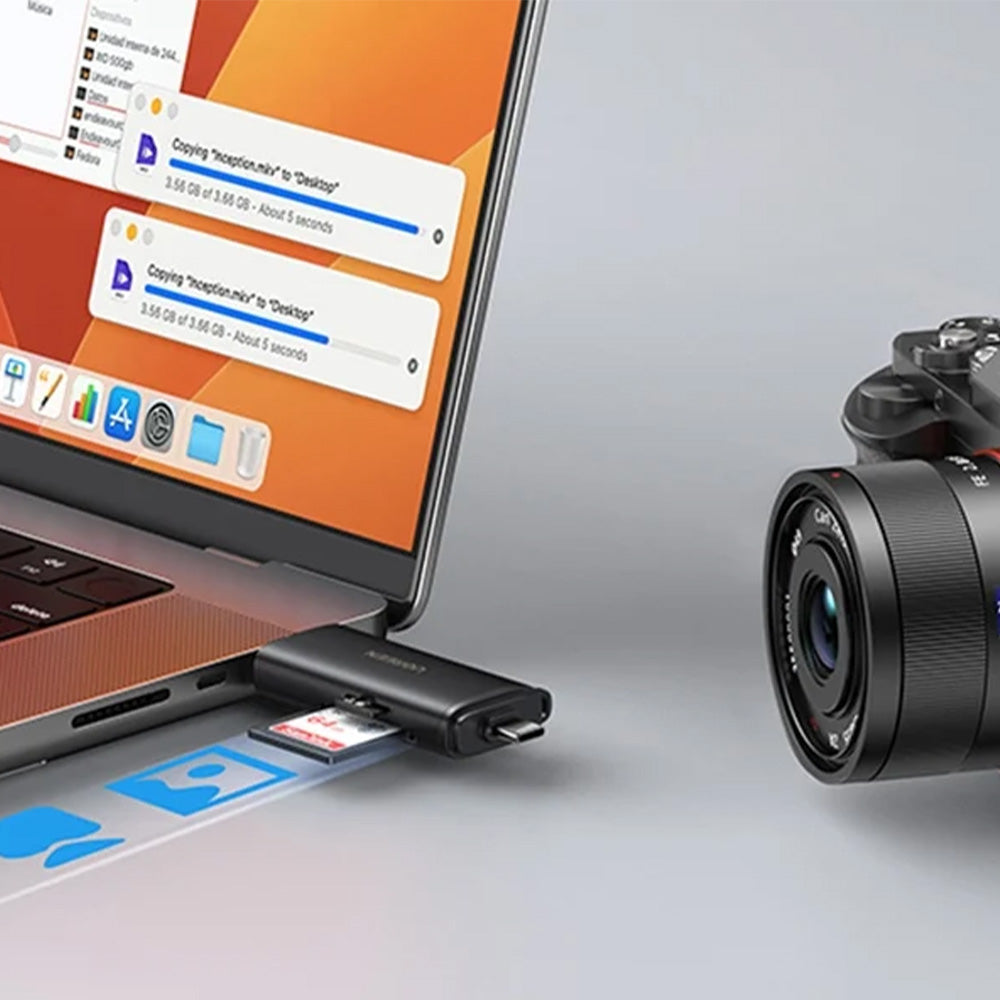 Adapter, SD / microSD Kartenleser für USB 3.0 und USB-C, Ugreen CM803, Schwarz