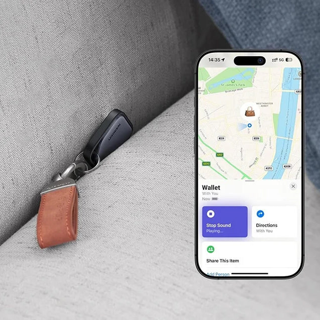 Tracker mit Apple Find My, Bluetooth 5.0, Ugreen Smart Finder CM816, mit CR2032 Batterie, Grau