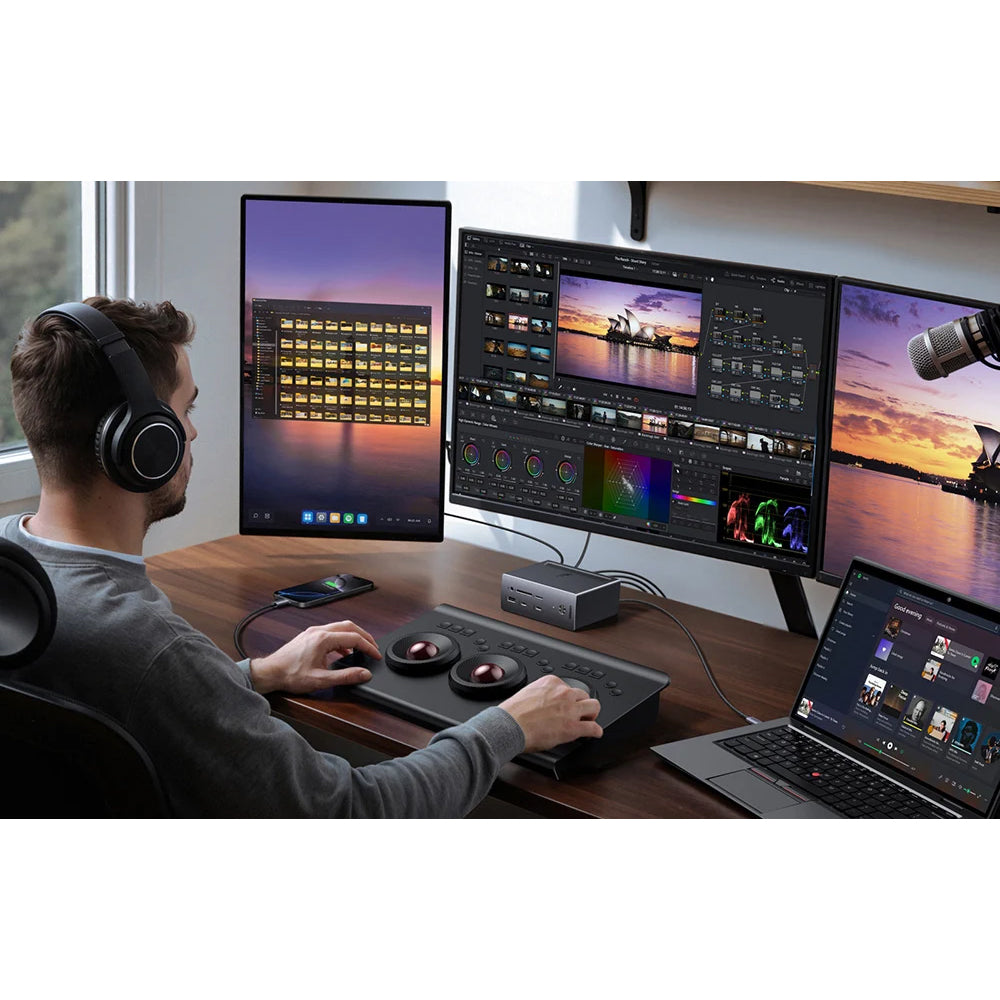 Dockingstation 14-in-1 mit 2x USB-C 10Gb/s, 3x USB-A, 2x Display Port 4K/120Hz, HDMI, RJ45 1Gb/s, Ugreen CM843, Schwarz
