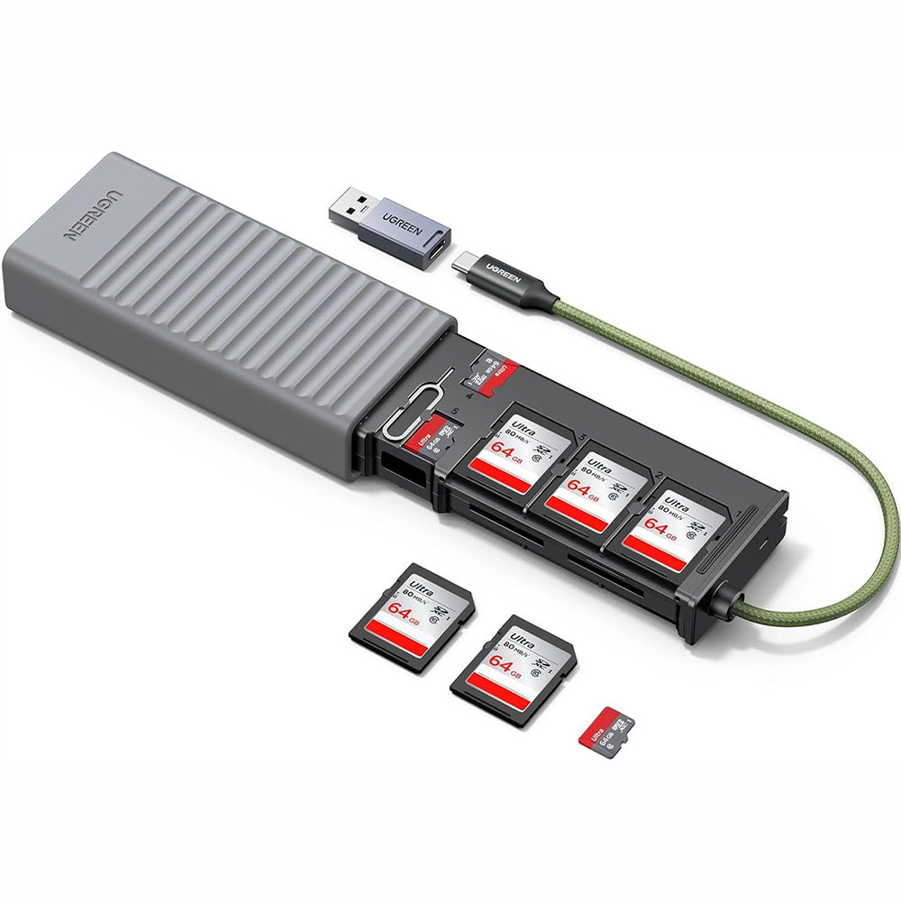 SD / microSD-Kartenleser, USB-A / USB-C, Ugreen CM856, Grau
