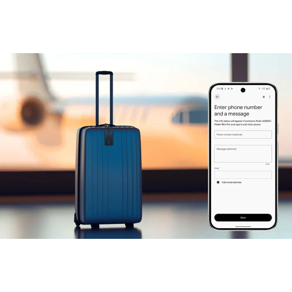 Karten-Tracker mit Bluetooth, Ugreen Slim Pro CM910, kompatibel mit Apple Find My und Android Find Hub, Schwarz