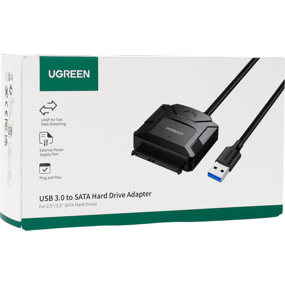 Adapter USB-A 3.0 für 2.5'' / 3.5'' SATA Laufwerke, SSD, HDD, 5 Gbps, Ugreen CR108, Schwarz