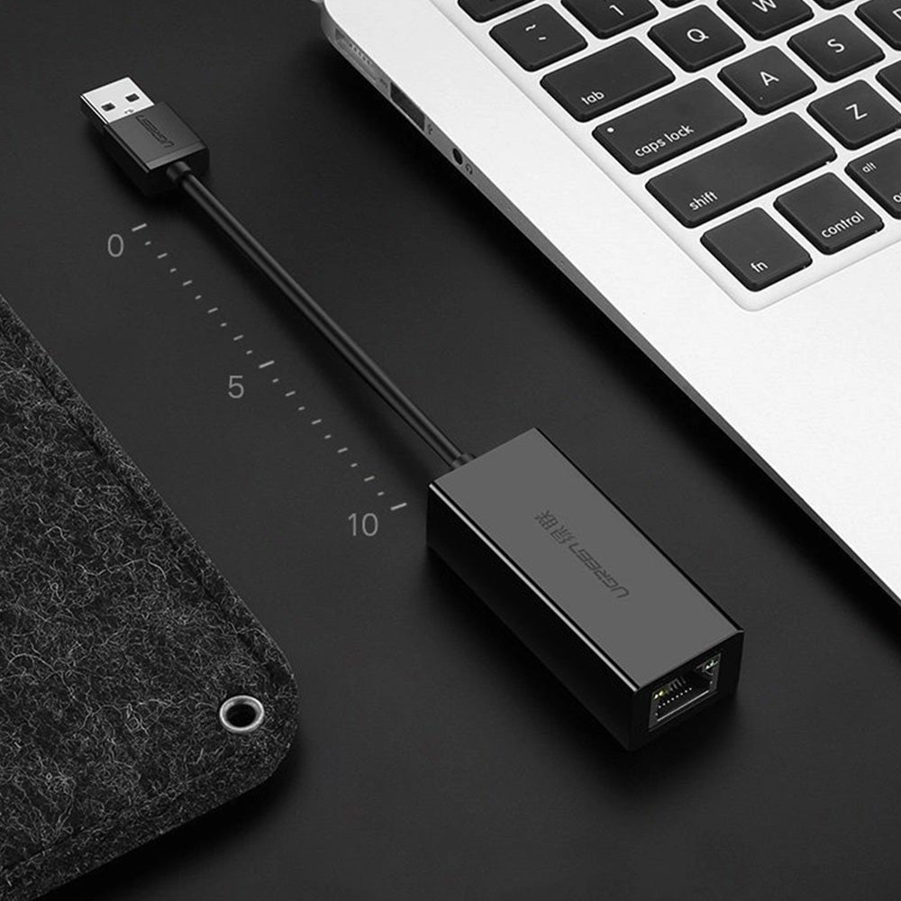 Adapter USB-A 2.0 für Ethernet (RJ45), 10/100 MB/s, Ugreen CR110, Schwarz