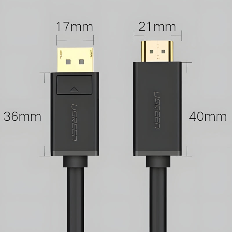 Unidirektionales Kabel DisplayPort zu HDMI, 4K, UHD, 3 m, Ugreen DP101, Schwarz