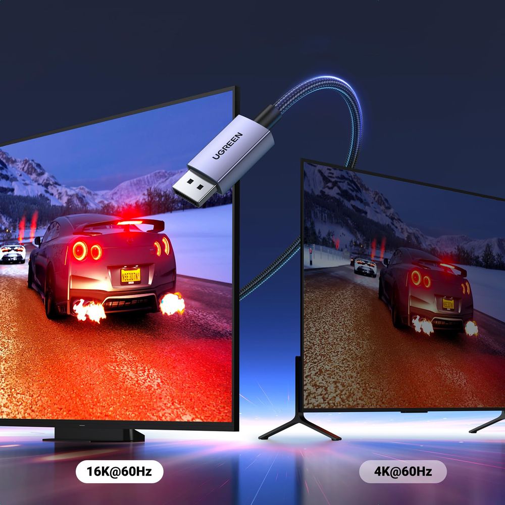 Kabel DisplayPort 2.1, 16K / 60Hz, 80Gbps, 2 m, Ugreen DP118, Grau