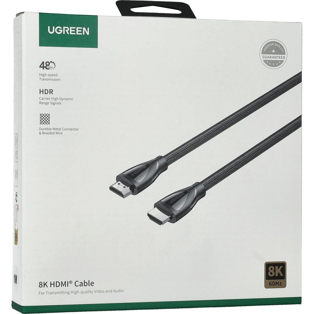 Nylon Kabel Ugreen HD140 HDMI 2.1, 8K / 60Hz, 1 m, Schwarz