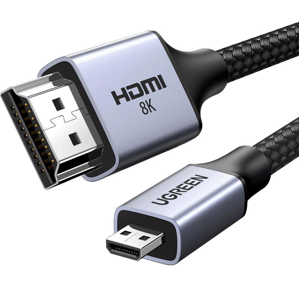 Kabel micro HDMI - HDMI 2.1, 8k 60Hz, 1 m, Ugreen HD164, Grau