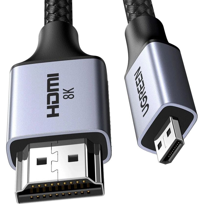 Kabel micro HDMI - HDMI 2.1, 8k 60Hz, 1 m, Ugreen HD164, Grau