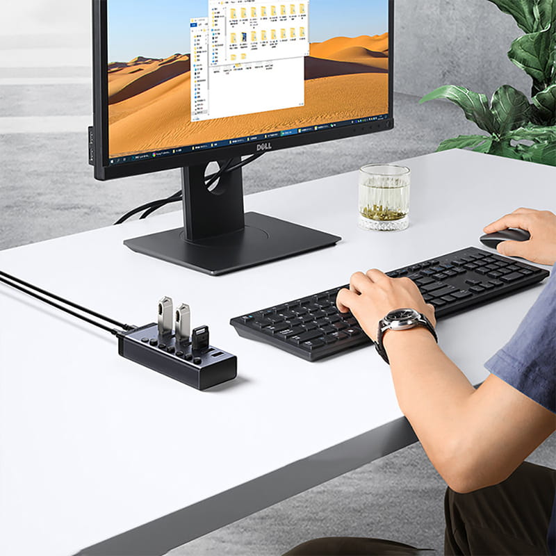 Multifunktionsadapter HUB 7in1 Ugreen CM481 USB-C, 7x USB-A, PD 3.0, Grau