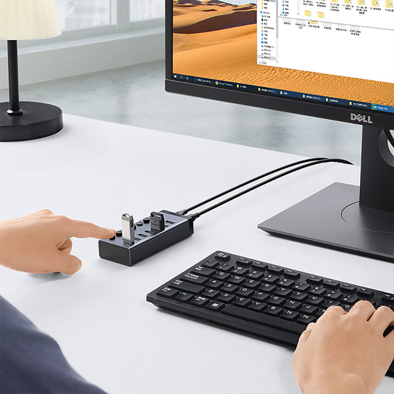 Multifunktionsadapter HUB 7in1 Ugreen CM481 USB-C, 7x USB-A, PD 3.0, Grau