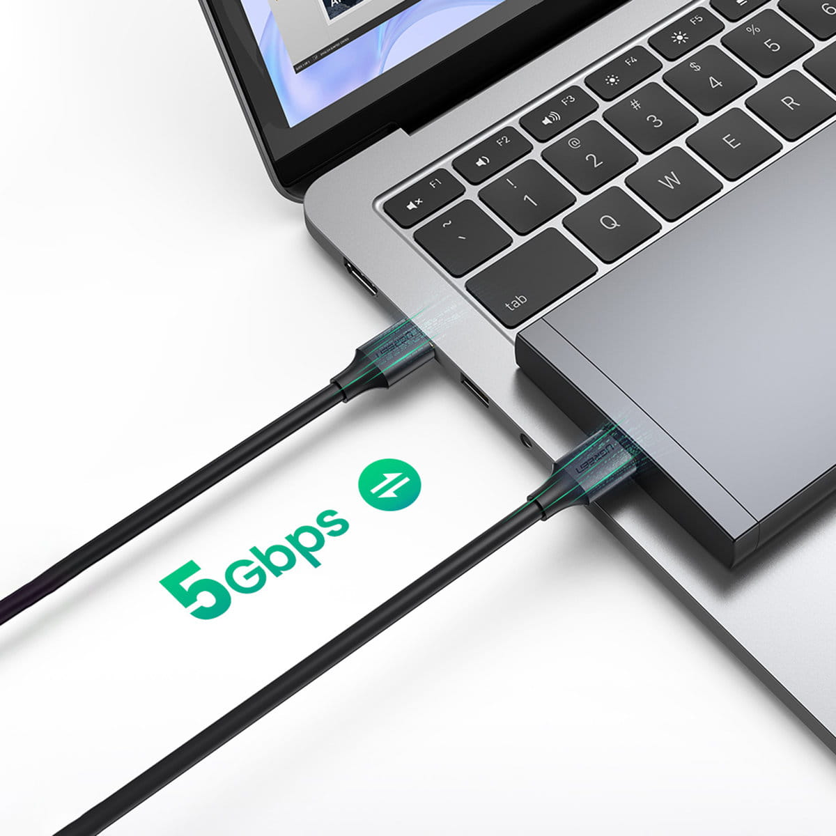 Kabel Ugreen USB 3.0 / USB-A (Typ A Stecker), 5 Gbps, 3 m, Schwarz