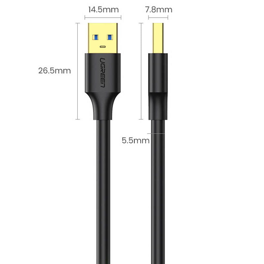 Kabel USB-A 3.2 auf USB-A 3.2, Ugreen US128, 5 Gbps, 0.5m, Schwarz
