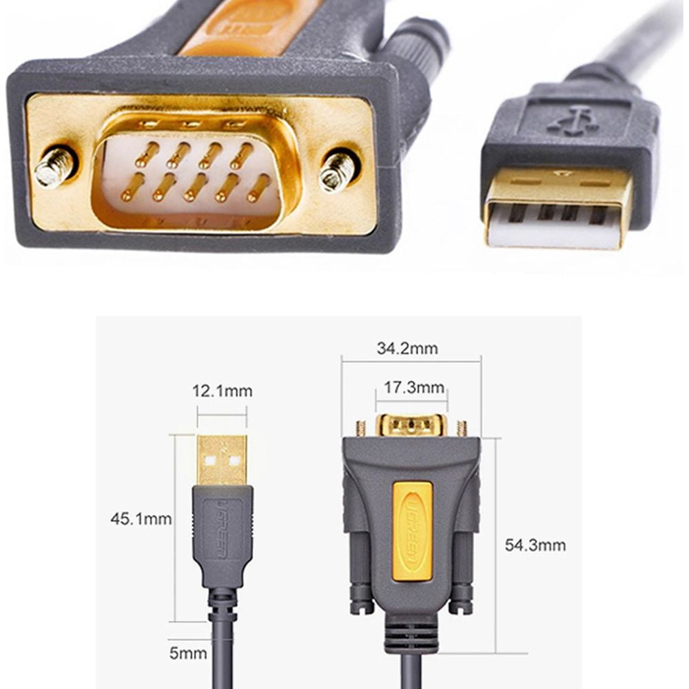 Adapter/Kabel Ugreen CR104 USB-A auf DB9 RS-232, 1,5 m, Grau