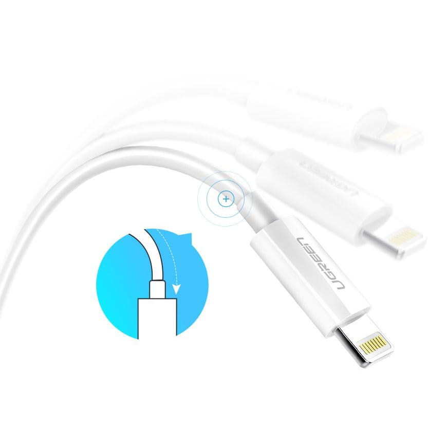 Kabel USB-A zu Lightning MFi, Ugreen 2.4A, 1m, Weiß