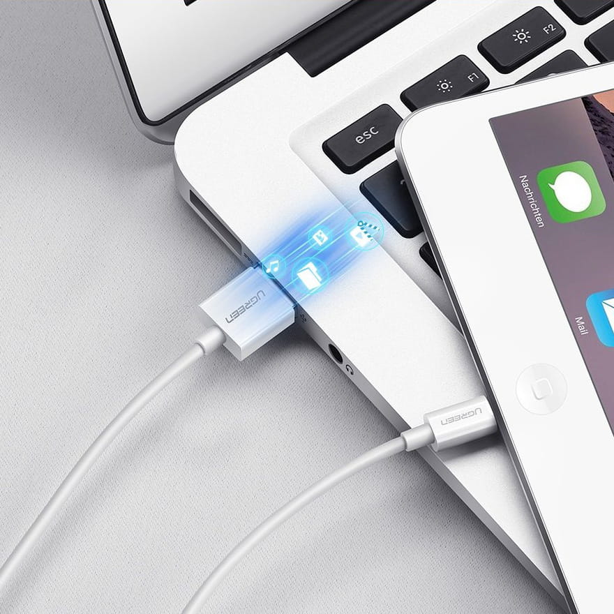 Kabel USB-A zu Lightning MFi, Ugreen 2.4A, 1m, Weiß