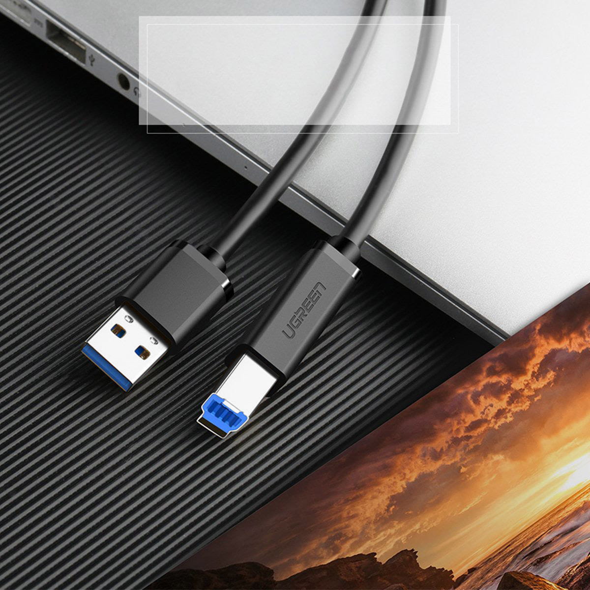 Druckerkabel USB (Stecker) auf USB Typ B (Stecker), Ugreen US210, 2 m, Schwarz