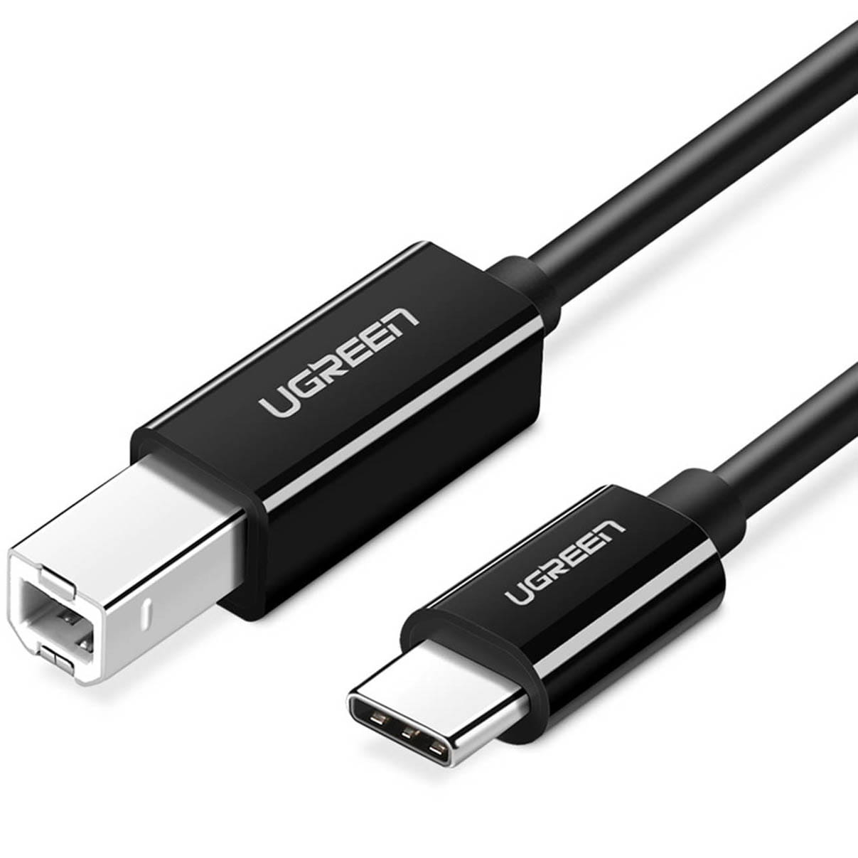 Druckerkabel USB-C (Stecker) auf USB Typ B (Stecker), Ugreen US241, 2 m, Schwarz