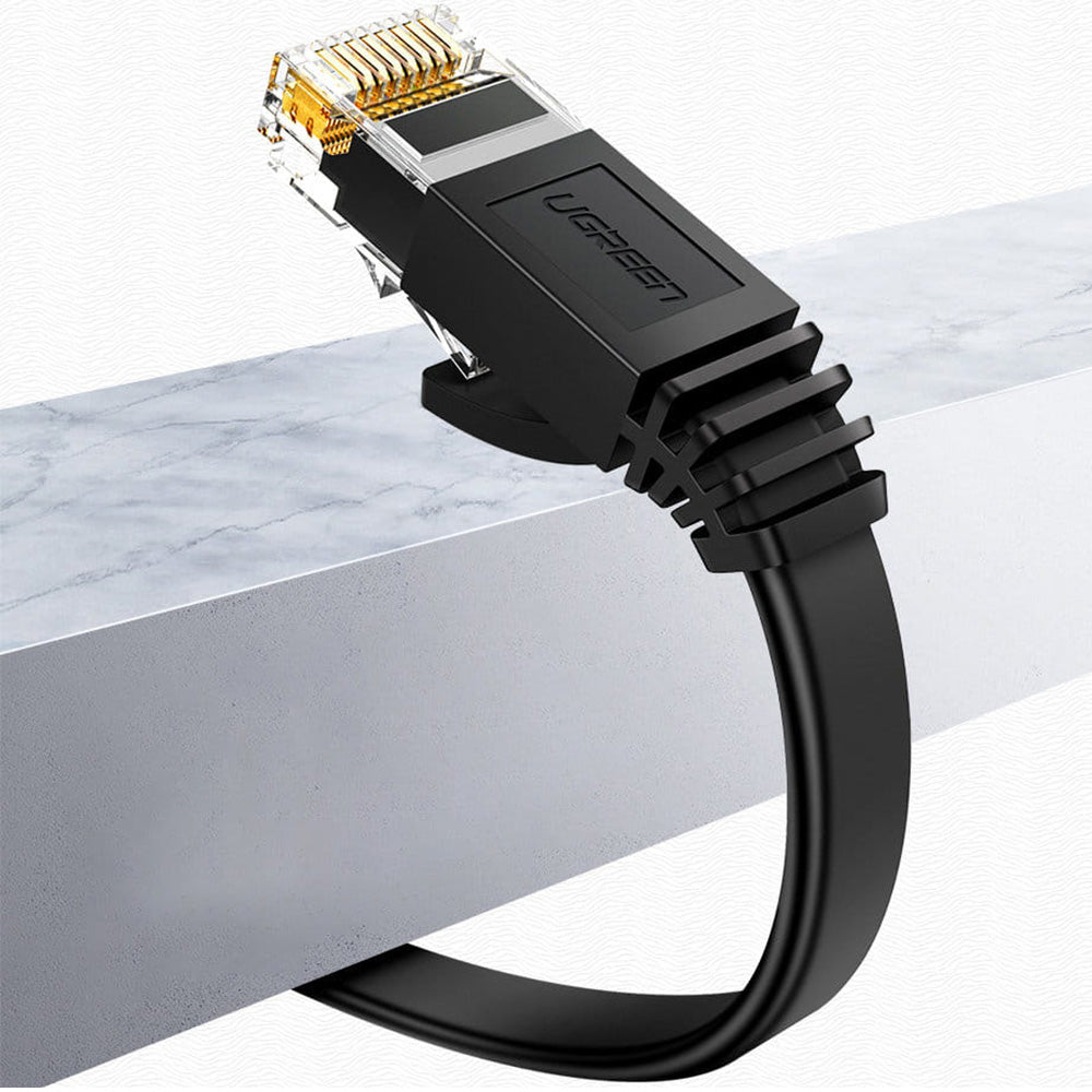 LAN Ethernet Flachkabel RJ45 Cat 6 UTP, 1000Mbps, 10m, Ugreen, Schwarz