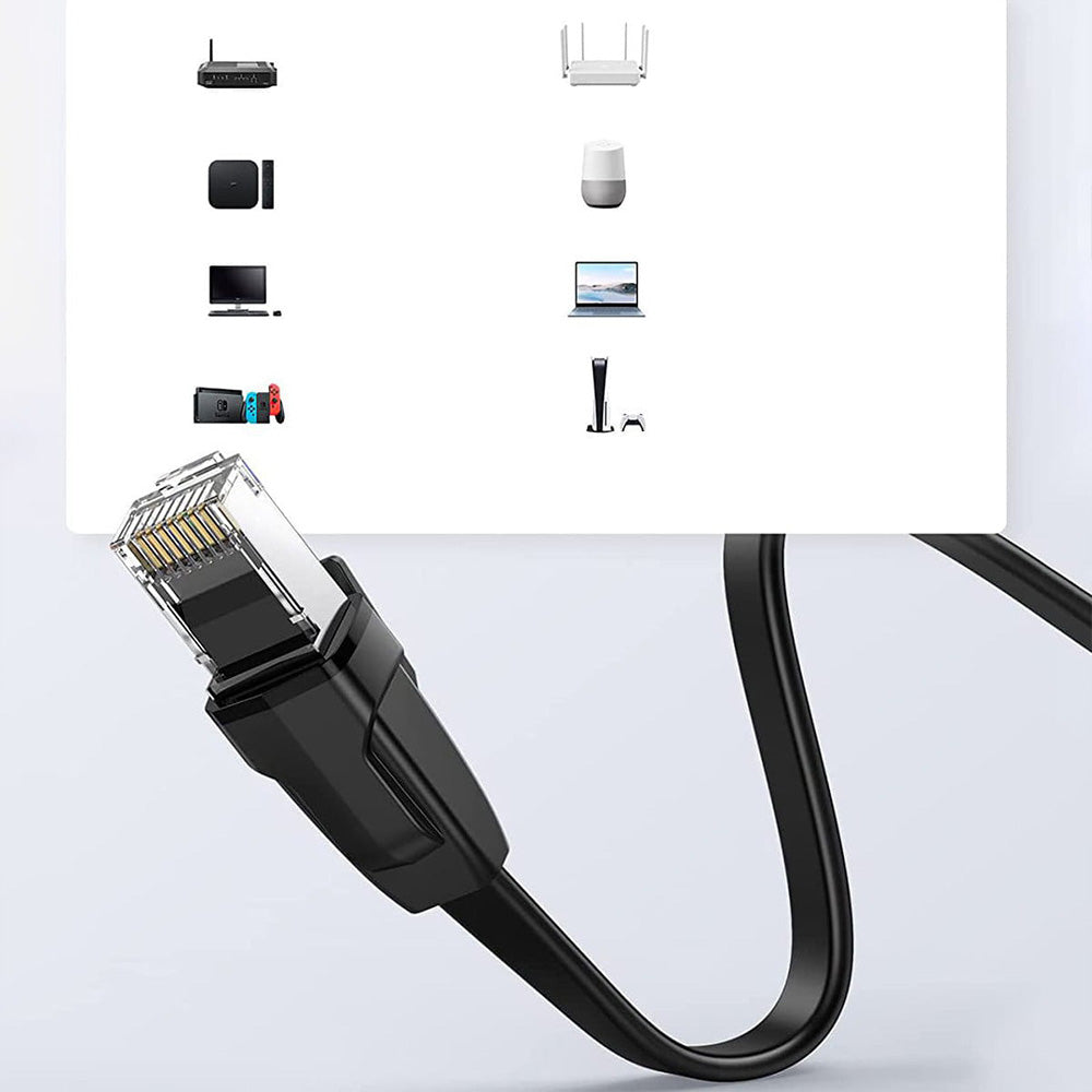 LAN Ethernet Flachkabel RJ45 Cat 6 UTP, 1000Mbps, 10m, Ugreen, Schwarz