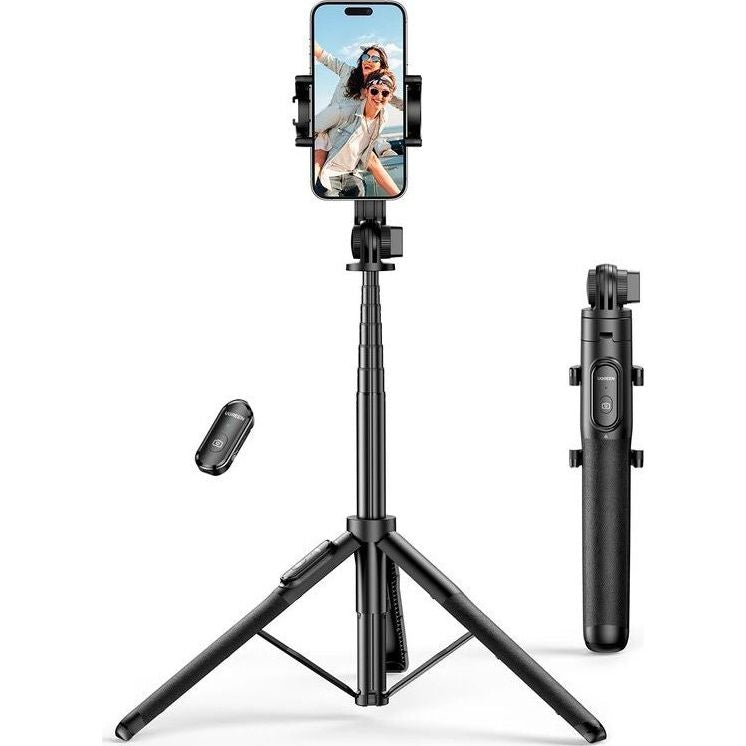 Halterung, Stab, Stativ mit Fernbedienung mit adapter 1/4", 1,6m, Ugreen LP586 Selfie Stick Tripod Bluetooth, Schwarz