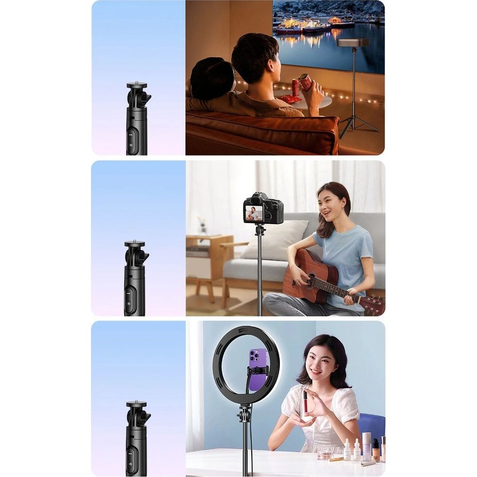 Halterung, Stab, Stativ mit Fernbedienung mit adapter 1/4", 1,6m, Ugreen LP586 Selfie Stick Tripod Bluetooth, Schwarz