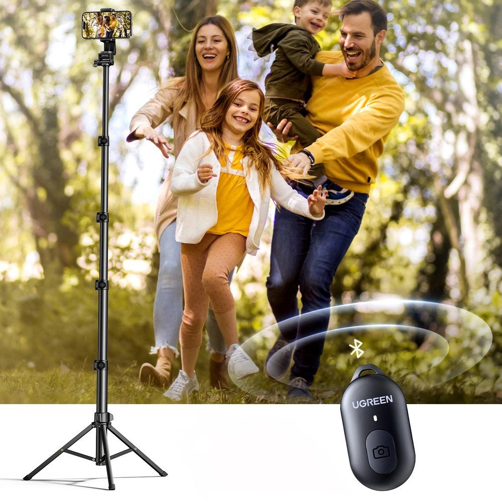 Halterung, Stab, Stativ mit Fernbedienung, 1,8m, Ugreen LP680 Selfie Stick Tripod Bluetooth, Schwarz