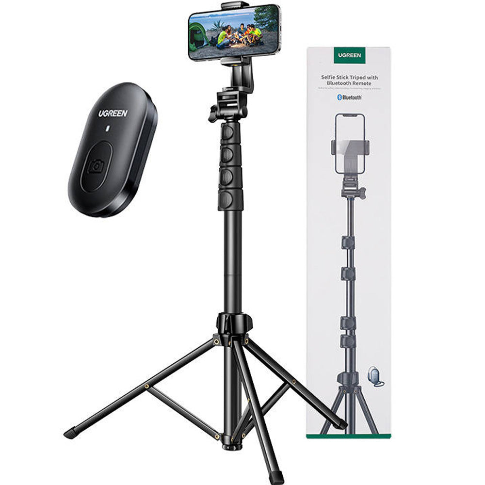 Halterung, Stab, Stativ mit Fernbedienung, 1,8m, Ugreen LP680 Selfie Stick Tripod Bluetooth, Schwarz