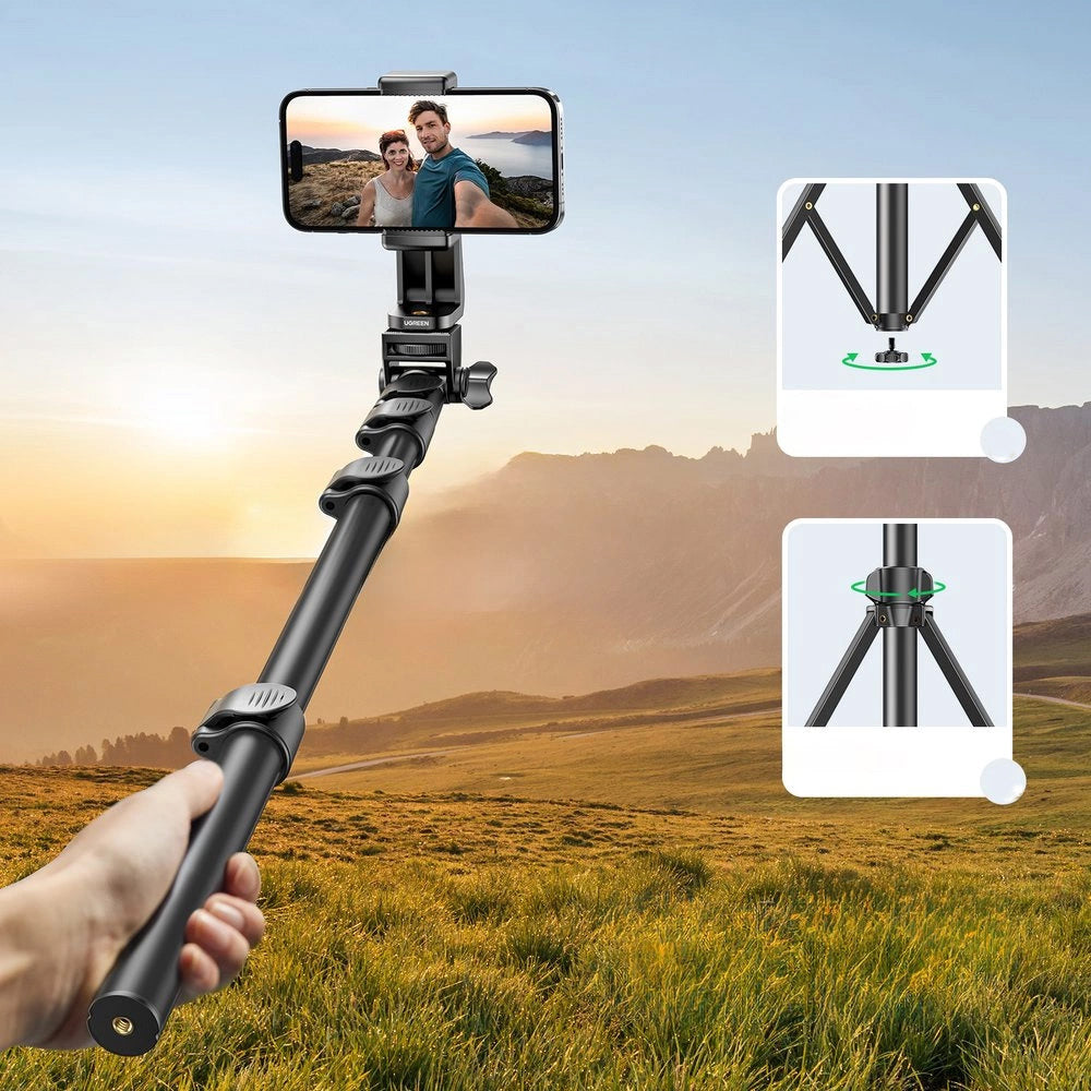 Halterung, Stab, Stativ mit Fernbedienung, 1,8m, Ugreen LP680 Selfie Stick Tripod Bluetooth, Schwarz