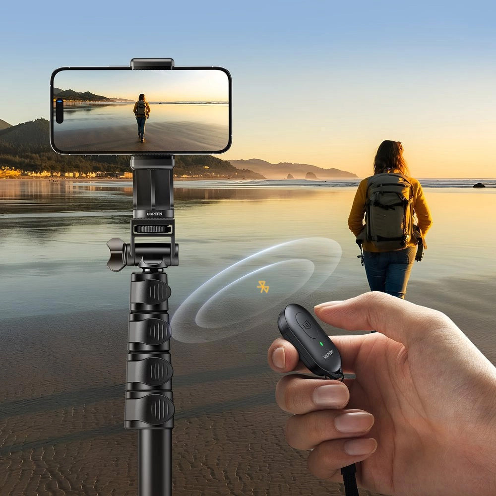 Halterung, Stab, Stativ mit Fernbedienung, 1,8m, Ugreen LP680 Selfie Stick Tripod Bluetooth, Schwarz