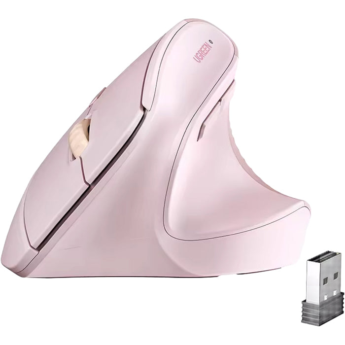 Ergonomische kabellose Maus, Ugreen M571, 2.4 GHz USB, Rosa