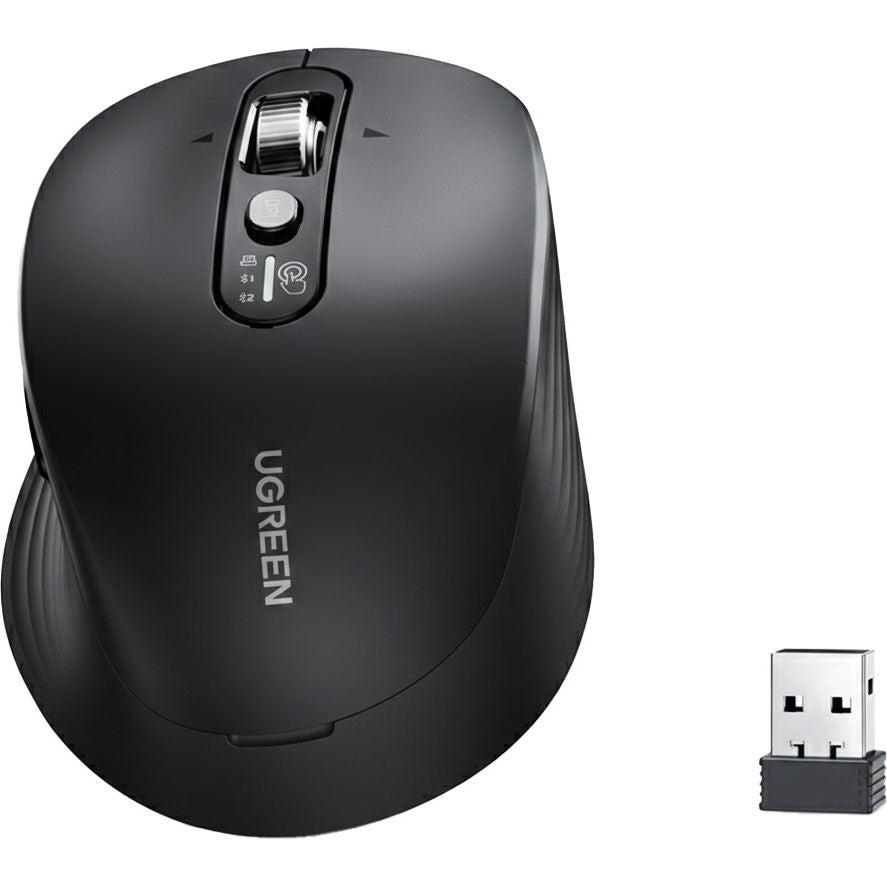 Kabellose ergonomische Maus, Bluetooth, 2.4 GHz USB-A, 5000 DPI, Ugreen M752, Schwarz