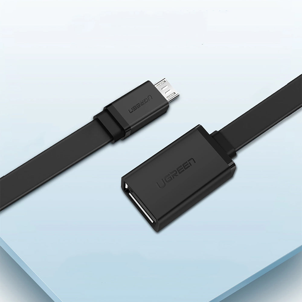Adapter Micro-USB (Stecker) auf USB-A (Buchse), Ugreen US133, 15 cm, Schwarz