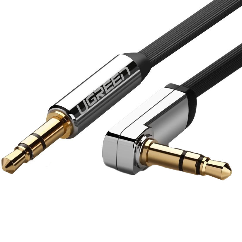 Audiokabel Mini Jack 3,5 mm zu AUX, Ugreen, 1 m, Schwarz mit grauen Steckern