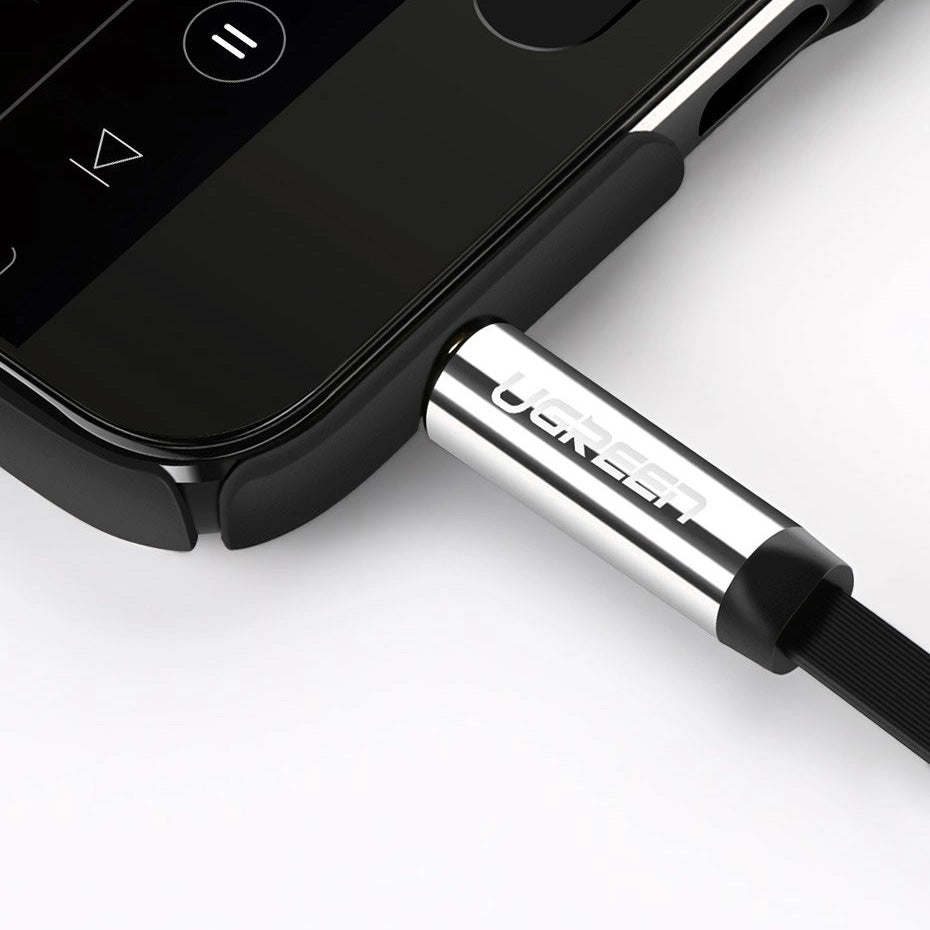 Audiokabel Mini Jack 3,5 mm zu AUX, Ugreen, 1 m, Schwarz mit grauen Steckern