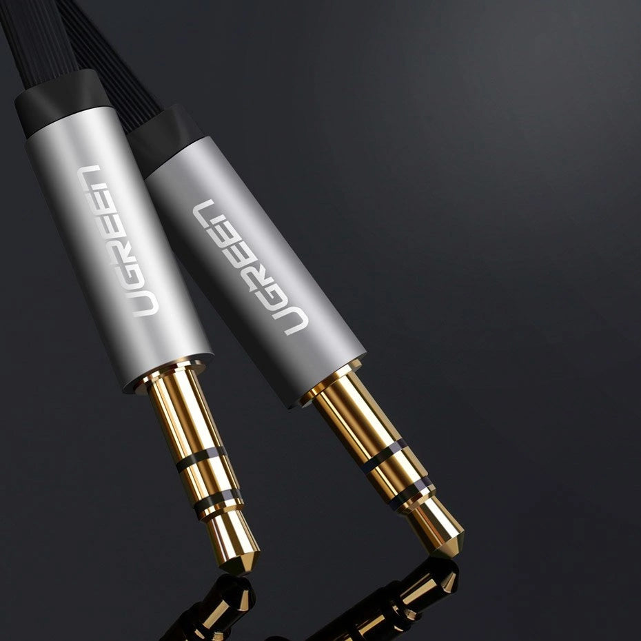 Audiokabel Mini Jack 3,5 mm zu AUX, Ugreen, 1 m, Schwarz mit grauen Steckern