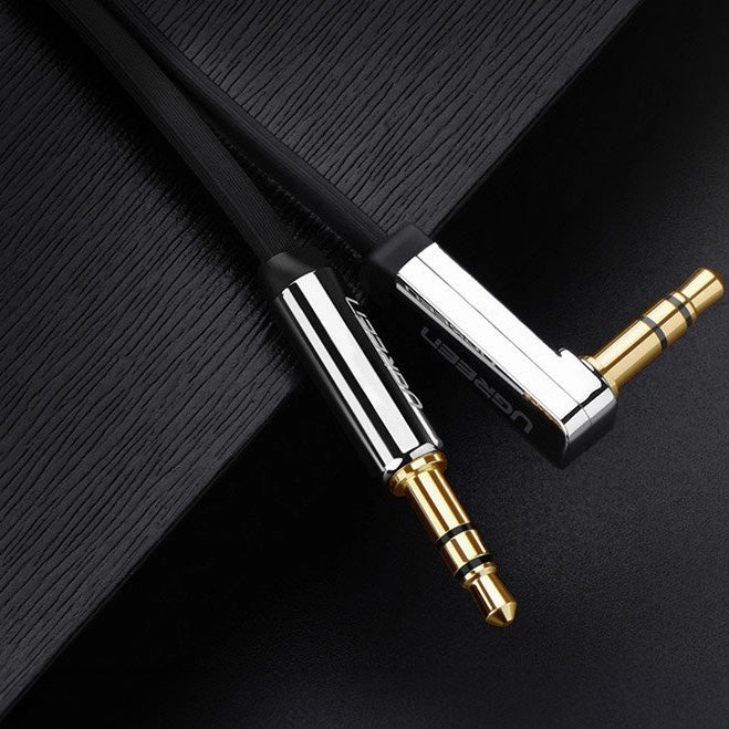 Audiokabel Mini Jack 3,5 mm zu AUX, Ugreen, 1 m, Schwarz mit grauen Steckern