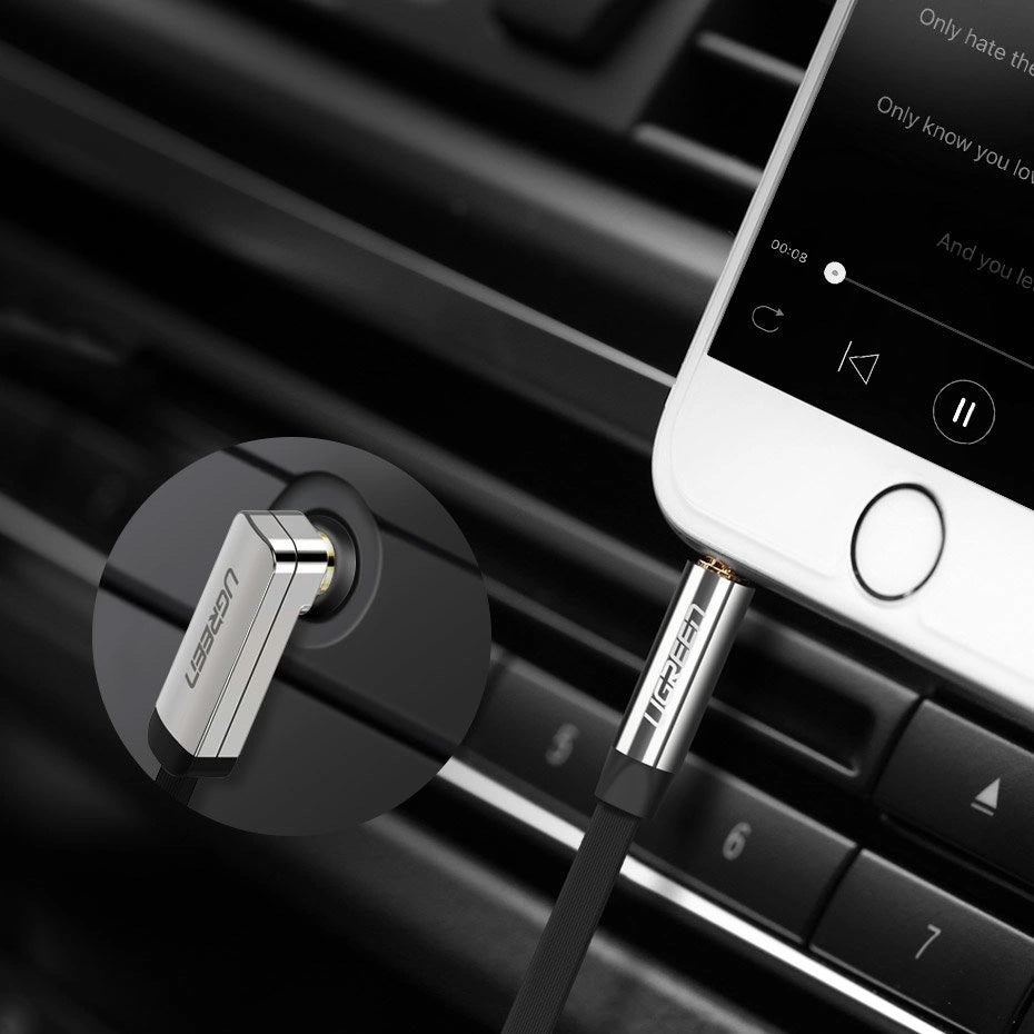 Audiokabel Mini Jack 3,5 mm zu AUX, Ugreen, 1 m, Schwarz mit grauen Steckern