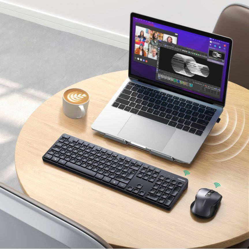 Kabelloses Tastatur-Maus-Set, Ugreen MK006, Bluetooth 5.0, 2.4GHz USB-A, 4K DPI , Schwarz