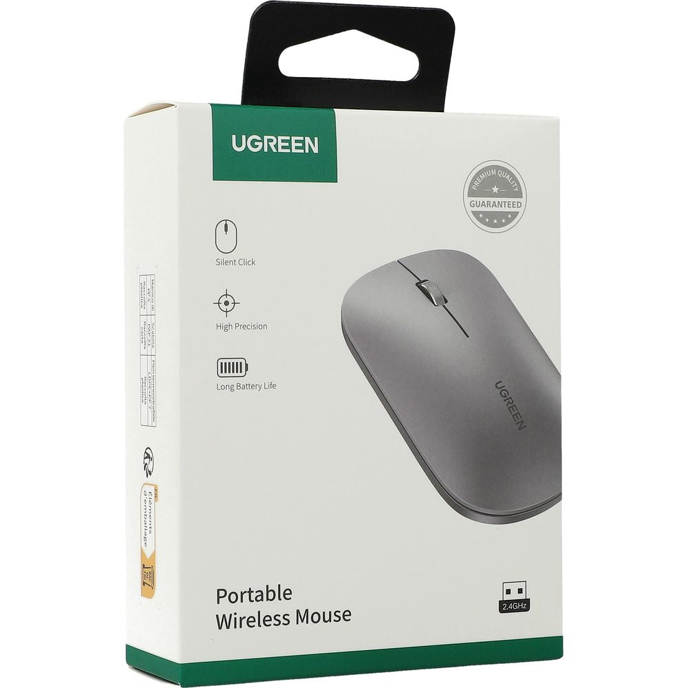 Kabellose optische Maus, Ugreen MU001 Portable Wireless Mouse, USB 2.4GHz, Grau