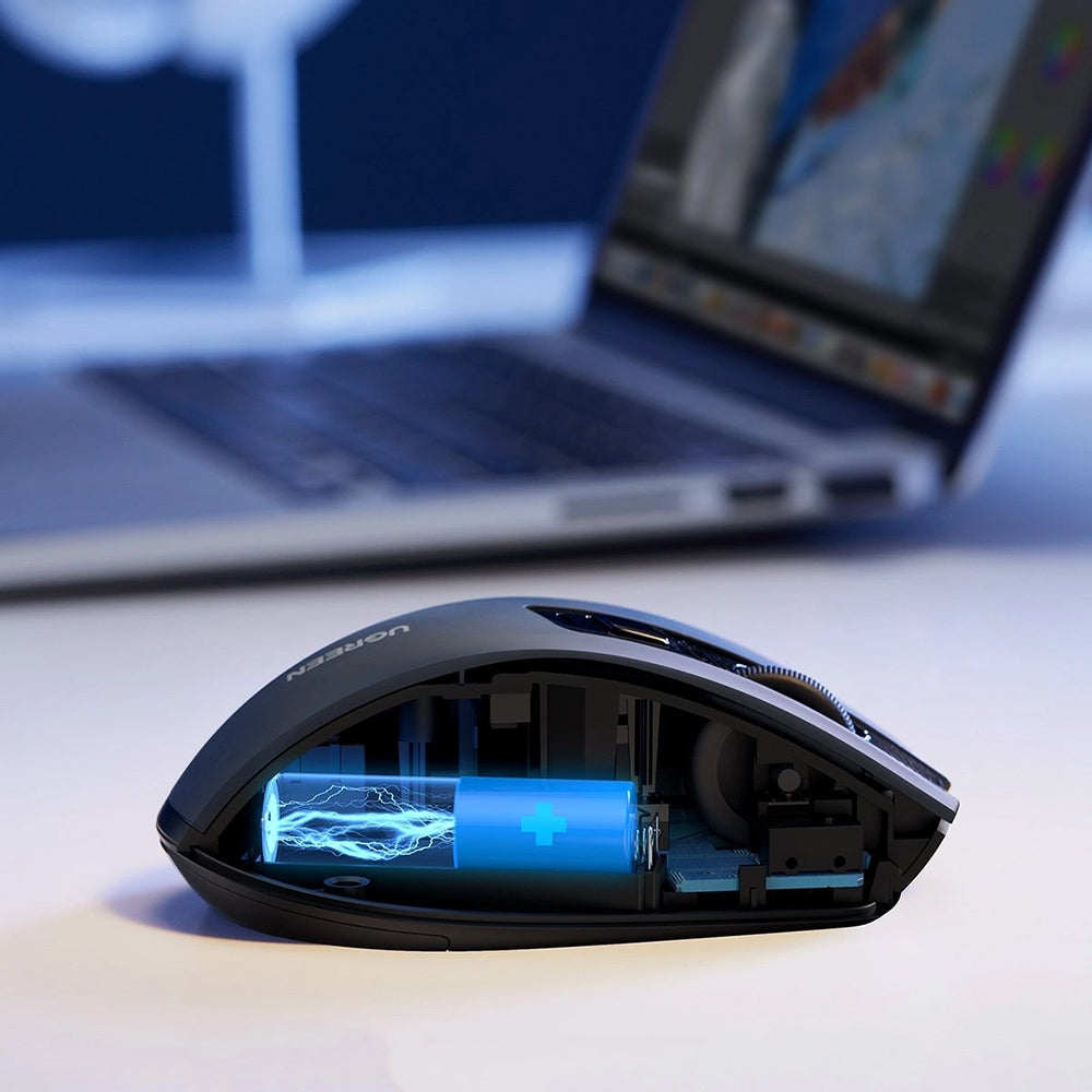 Kabellose Maus Ugreen MU006, Bluetooth 5.0, 2.4 GHz USB-A, 4000 DPI, Schwarz