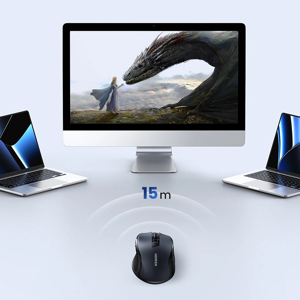Kabellose Maus Ugreen MU006, Bluetooth 5.0, 2.4 GHz USB-A, 4000 DPI, Schwarz