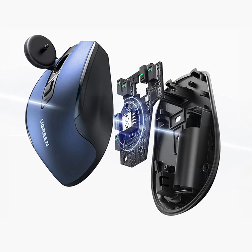 Kabellose Maus Ugreen MU006, Bluetooth 5.0, 2.4 GHz USB-A, 4000 DPI, Blau