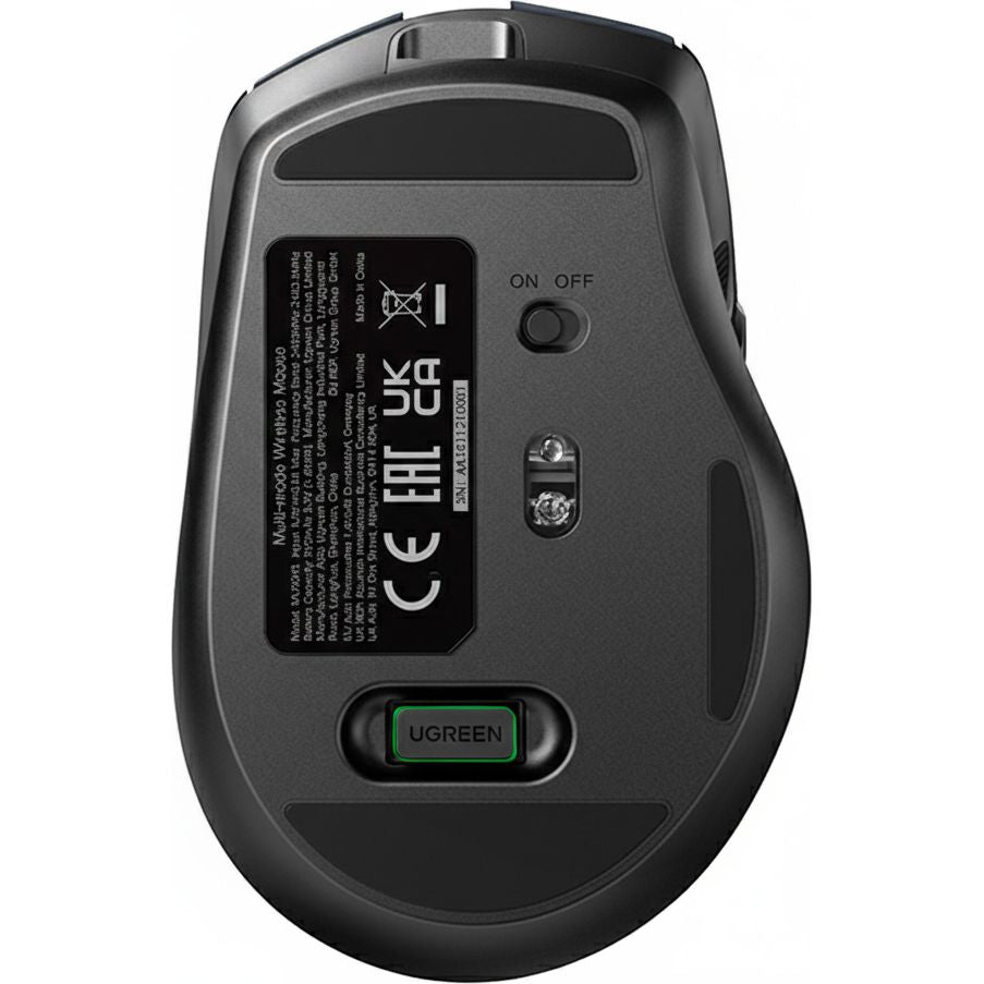 Kabellose ergonomische Maus, Bluetooth, 2.4 GHz USB-A, 4000 DPI, Ugreen MU006S, Schwarz