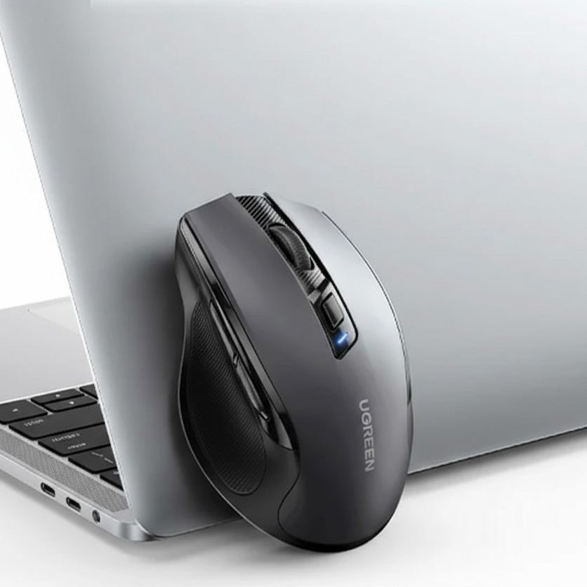Kabellose ergonomische Maus, Bluetooth, 2.4 GHz USB-A, 4000 DPI, Ugreen MU006S, Schwarz