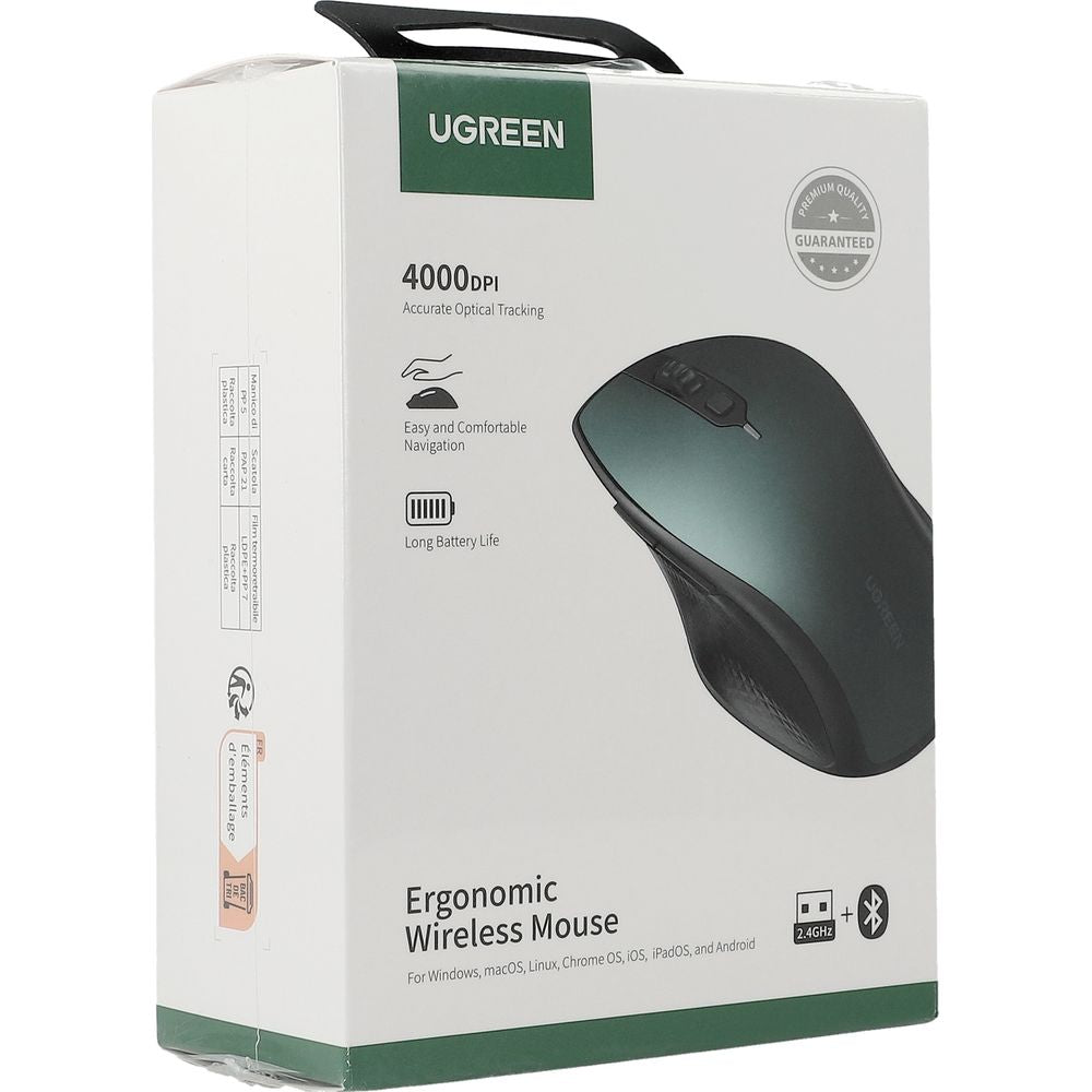 Kabellose ergonomische Maus, Ugreen MU101 Ergonomic Wireless Mouse, USB 2.4GHz, Bluetooth, Blau