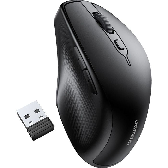 Kabellose ergonomische Maus, Ugreen MU101 Ergonomic Wireless Mouse, USB 2.4GHz, Bluetooth, Schwarz
