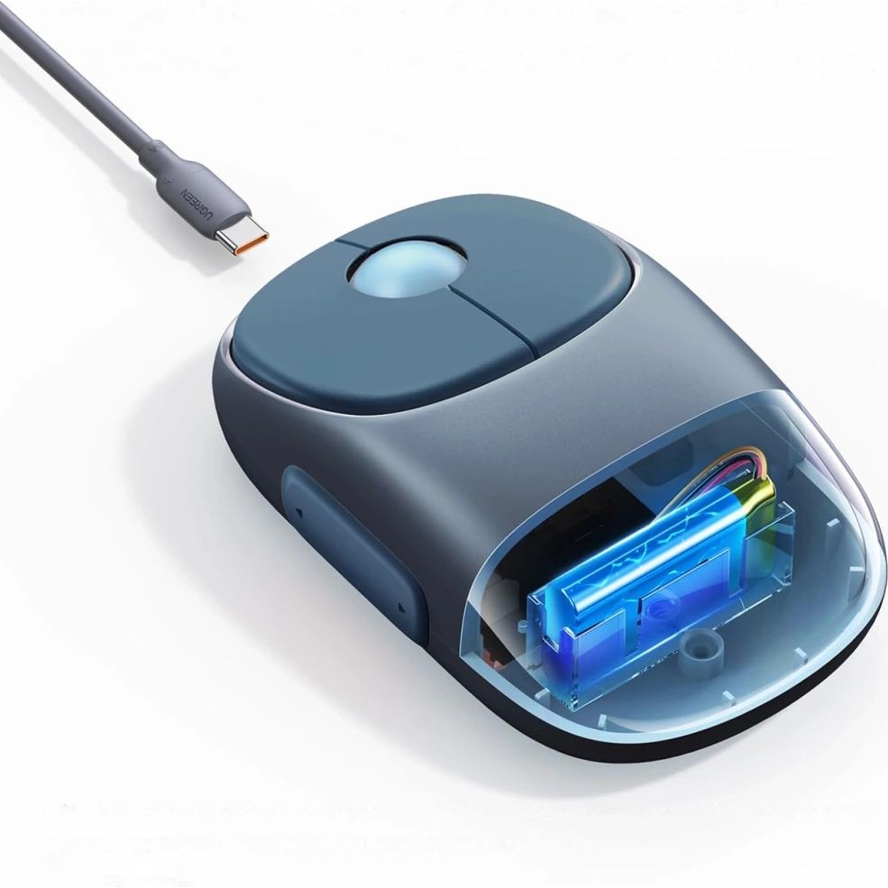 Kabellose optische Maus, Ugreen MU102 FUN Plus Wireless Mouse, USB 2.4GHz, Bluetooth, Blau und Grau